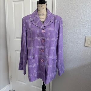 J Song Elegant Lavender Checkered Women's Blazer